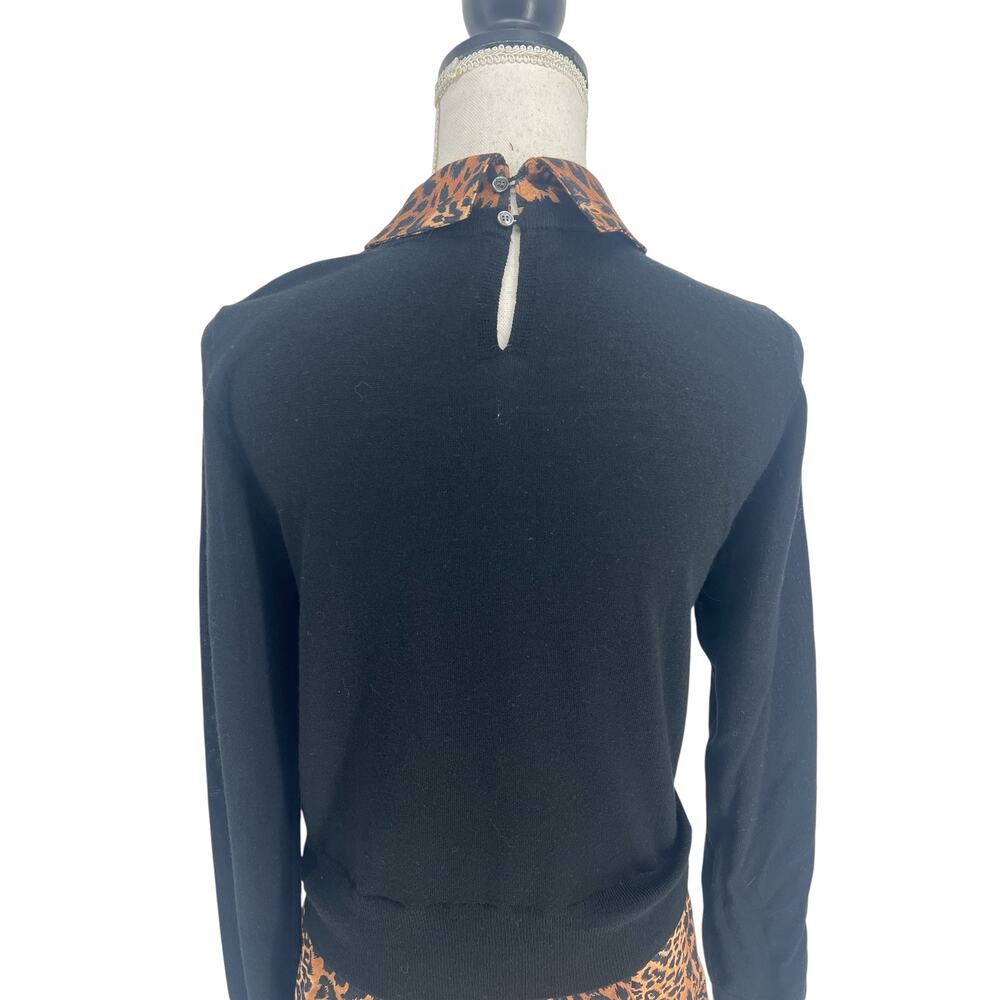 Veronica Beard Phebe Mixed Media Merino Wool Top Black XS‎ - Picture 10 of 11